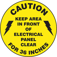 Accuform NMC MFS778 "Keep Area In Front of Electrical Panel Clear" Slip-Gard Floor Sign, Adhesive, English with Pictogram