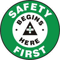 Accuform NMC MFS785 "Safety First" Slip-Gard Floor Sign, Adhesive, English with Pictogram