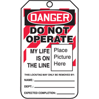Accuform NMC MLT600PTP Do Not Operate Danger Lockout Tagout Tags, Plastic, 3-1/4" W x 5-3/4" H, English