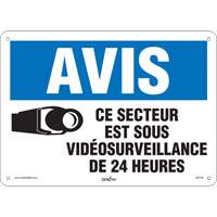 Zenith Safety Products SGI146 "Sous vid&eacute;osurveillance" Sign, 10" x 14", Aluminum, French with Pictogram
