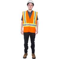 Traffic Safety Vest, High Visibility Orange, X-Large, Polyester, CSA Z96 Class 2 - Level 2 SGI275 | TENAQUIP