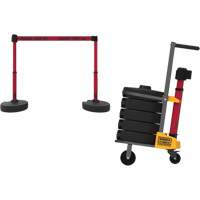 Banner Stakes PL4011 PLUS Barrier Post Cart Kit, 75' L, Metal, Red