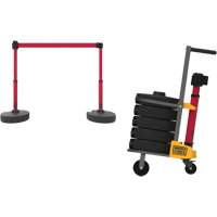 Banner Stakes PL4000-R PLUS Barrier Post Cart Kit, 75' L, Metal, Red
