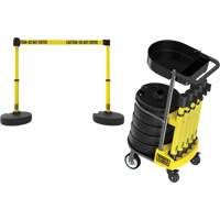Banner Stakes PL4078T PLUS Barrier Post Cart Kit with Tray, 75' L, Metal, Yellow