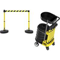Banner Stakes PL4008T PLUS Barrier Post Cart Kit with Tray, 75' L, Metal, Yellow