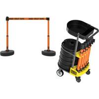 Banner Stakes PL4017T PLUS Barrier Post Cart Kit with Tray, 75' L, Metal, Orange