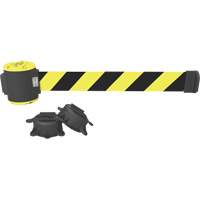Banner Stakes MH5007 Wall Mount Barrier, Plastic, Magnetic Mount, 30', Black and Yellow Tape
