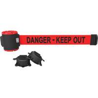 Banner Stakes MH5009 Wall Mount Barrier, Plastic, Magnetic Mount, 30', Red Tape