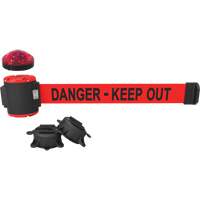 Banner Stakes MH5009L Wall Mount Barrier with Light Kit, Plastic, Magnetic Mount, 30', Red Tape