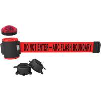 Banner Stakes MH5011L Wall Mount Barrier with Light Kit, Plastic, Magnetic Mount, 30', Red Tape