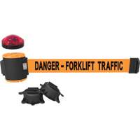 Banner Stakes MH5013L Wall Mount Barrier with Light Kit, Plastic, Magnetic Mount, 30', Orange Tape