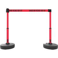 Banner Stakes PL4296 PLUS Barrier Post Set X2, Plastic, 42" H, Red Tape, 15' Tape Length