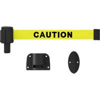 Banner Stakes PL4106-DS PLUS Wall Mount Barrier System, Plastic, Screw Mount, 15', Yellow Tape
