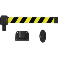 Banner Stakes PL4121 PLUS Wall Mount Barrier System, Plastic, Screw Mount, 15', Black and Yellow Tape