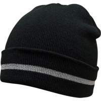 Bonnet en tricot avec bande réfléchissante argentée, Taille unique, Noir SGJ105 | TENAQUIP