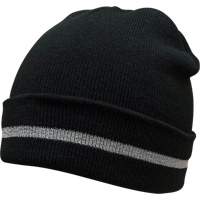 Knit Hat with Silver Reflective Stripe, One Size, Black SGJ105 | TENAQUIP