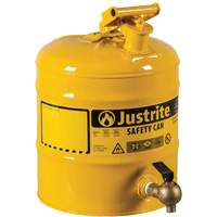 Justrite 7150240 Safety Shelf Can, Type I, Steel, 5 US gal., Yellow, FM Approved