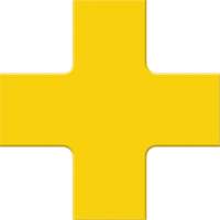 Accuform Signs PTP212YL Tough-Mark Heavy-Duty Floor Marking, Cross, 6" L x 6" W, Yellow, Polyethylene