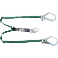MSA 10188101 V-Series Lanyard, 6', Rebar Hook Center, Snap Hook Leg Ends, Polyester