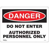 Zenith Safety Products SGL350 "Authorized Personnel Only" Sign, 10" x 14", Vinyl, English
