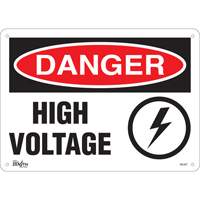 Zenith Safety Products SGL627 "High Voltage" Sign, 10" x 14", Plastic, English with Pictogram