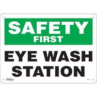 Zenith Safety Products SGL717 "Eye Wash Station" Sign, 10" x 14", Plastic, English