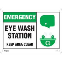 Zenith Safety Products SGL729 "Eye wash Station Keep Area Clear" Sign, 10" x 14", Plastic, English with Pictogram
