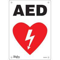 Zenith Safety Products SGL768 "AED" Sign, 10" x 7", Plastic, English with Pictogram