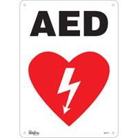Zenith Safety Products SGL771 "AED" Sign, 14" x 10", Plastic, English with Pictogram