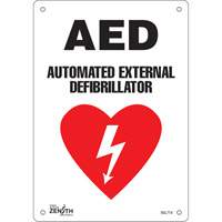 Zenith Safety Products SGL774 "AED Automated External Defibrillator" Sign, 10" x 7", Plastic, English with Pictogram