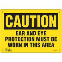 Zenith Safety Products SGL878 "Ear And Eye Protection" Sign, 7" x 10", Plastic, English