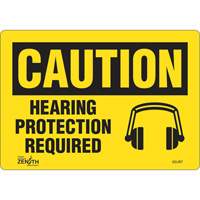 "Hearing Protection Required" Sign, 7" x 10", Vinyl, English with Pictogram SGL907 | TENAQUIP