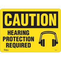 Zenith Safety Products SGL910 "Hearing Protection Required" Sign, 10" x 14", Vinyl, English with Pictogram