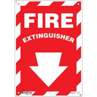 Zenith Safety Products SGM102 "Fire Extinguisher" with Down Arrow Sign, 10" x 7", Aluminum, English with Pictogram