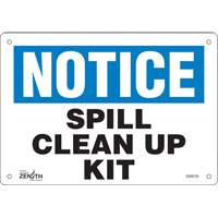Zenith Safety Products SGM129 "Spill Clean Up Kit" Sign, 7" x 10", Aluminum, English