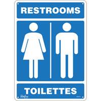 Zenith Safety Products SGM191 "Restrooms - Toilettes" Sign, 14" x 10", Plastic, Bilingual with Pictogram