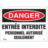 Zenith Safety Products SGM272 "Personnel Autoris&eacute; Seulement" Sign, 10" x 14", Vinyl, French