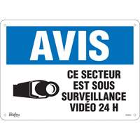 Zenith Safety Products SGM303 "Ce Secteur est Sous Surveillance" Sign, 10" x 14", Plastic, French with Pictogram