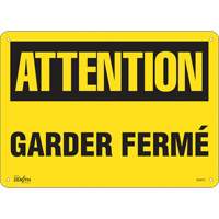 Produits de sécurité Zenith SGM473 Enseigne Garder Ferm&eacute;, 10" x 14", Plastique, Français