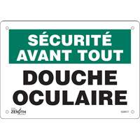 Produits de sécurité Zenith SGM477 Enseigne Douche Oculaire, 7" x 10", Aluminium, Français