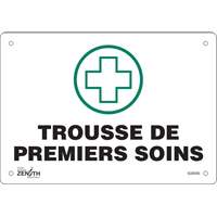 Produits de sécurité Zenith SGM495 Enseigne Premiers Soins, 7" x 10", Aluminium, Français avec pictogramme