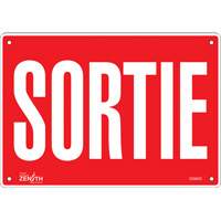 Zenith Safety Products SGM603 "Sortie" Sign, 7" x 10", Aluminum, French