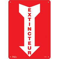 Zenith Safety Products SGM653 "Extincteur" Arrow Sign, 14" x 10", Plastic, French with Pictogram