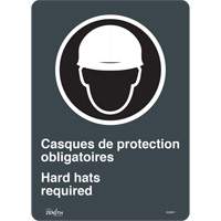 Produits de sécurité Zenith SGM697 Enseigne Hard Hats Required, 14" x 10", Vinyle, Bilingue avec pictogramme