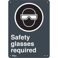 "Safety Glasses Required" Sign, 14" x 10", Plastic, English with Pictogram SGM710 | TENAQUIP