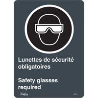 Produits de sécurité Zenith SGM712 Enseigne Safety Glasses Required/Lunettes de s&eacute;curit&eacute; obligatoires, 14" x 10", Vinyle, Bilingue avec pictogramme