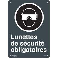Zenith Safety Products SGM717 "Lunettes De S&eacute;curit&eacute; Obligatoires" Sign, 14" x 10", Aluminum, French with Pictogram