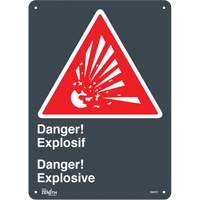 Produits de sécurité Zenith SGM737 Enseigne Explosif/Explosive, 14" x 10", Plastique, Bilingue avec pictogramme