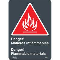 Zenith Safety Products SGM751 "Flammable Materials/Mati&egrave;res Inflammable" Sign, 14" x 10", Vinyl, Bilingual with Pictogram
