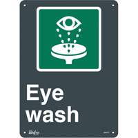 Zenith Safety Products SGM761 "Eye Wash" Sign, 14" x 10", Plastic, English with Pictogram